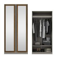 Koncept Furniture ตู้เสื้อผ้า แขวนโล่ง OP-A ขนาด 100 ซม. สีไม้เข้ม&กระจกเงา รุ่น BLOX 19210432