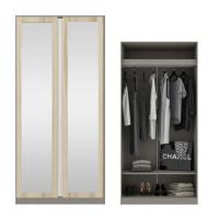 Koncept Furniture ตู้เสื้อผ้า แขวนโล่ง OP-A ขนาด 100 ซม. สีไม้อ่อนา&กระจกเงา รุ่น BLOX 19210433