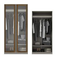 Koncept Furniture ตู้เสื้อผ้า แขวนโล่ง OP-A ขนาด 100 ซม. สีไม้เข้ม&กระจกใส รุ่น BLOX 19210425