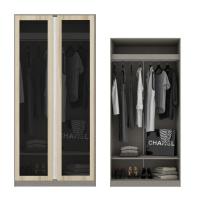 Koncept Furniture ตู้เสื้อผ้า แขวนโล่ง OP-A ขนาด 100 ซม. สีไม้อ่อน&กระจกชาดำ รุ่น BLOX 19210430
