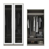 Koncept Furniture ตู้เสื้อผ้า แขวนโล่ง OP-A ขนาด 100 ซม. สีขาว&กระจกชาดำ รุ่น BLOX 19210428