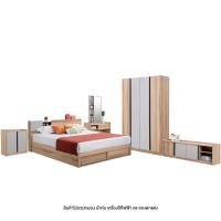 ราคา Koncept Furniture ชุดห้องนอน รุ่น Mavis ขนาด 6 ฟุต พร้อม ตู้เสื้อผ้า โต๊ะแป้ง และชั้นวางทีวี สีไม้อ่อน (59060128)