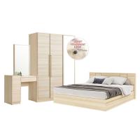 ราคา Koncept Furniture ชุดห้องนอน ขนาด 6 ฟุต แบบลิ้นชัก รุ่น Hakone &amp; ตู้เสื้อผ้าขนาด 134ซม. ลิ้นชัก Finger Scan สีไม้อ่อน (59060641)