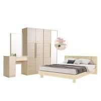 ราคา Koncept Furniture ชุดห้องนอน ขนาด 6 ฟุต แบบลิ้นชัก รุ่น Hakone &amp; ตู้เสื้อผ้าขนาด 160 ซม. พร้อมลิ้นชัก Finger Scan สีไม้อ่อน (59060648)