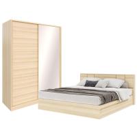 ราคา Koncept Furniture ชุดห้องนอน ขนาด 5 ฟุต แบบลิ้นชัก รุ่น Hakone &amp; ตู้เสื้อผ้าบานเลื่อน ขนาด 160 ซม. (59060920)