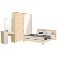 ราคา Koncept Furniture ชุดห้องนอน ขนาด 6 ฟุต แบบขาโล่ง รุ่น Hakone &amp; ตู้เสื้อผ้าบานเลื่อน ขนาด 160 ซม. (59060925)