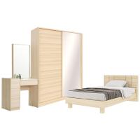 ราคา Koncept Furniture ชุดห้องนอน ขนาด 3.5 ฟุต แบบขาโล่ง รุ่น Hakone &amp; ตู้เสื้อผ้าบานเลื่อน ขนาด 160 ซม. (59060926)