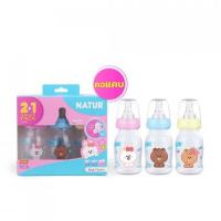 ราคา - LINE FRIENDS ขวดนมคอแคบสมูทไบโอมิมิค 4 oz แพค 2 แถม 1 (16824)