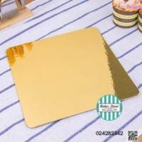 ราคา แผ่นรองเค้กสีทองเงาขอบมน 2 ปอนด์ เนื้อหนา แพค 20 ใบ (3424)