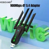 ราคา 900Mbps WiFi USBอะแดปเตอร์บลูทูธ 5.4 Wi-Fi6 Dongle Dual Band 2.4G/5Ghz 4 เสาอากาศตัวรับสัญญาณไร้สายไดร์เวอร์ฟรีสําหรับPC Win10 11 (1005009017314113)