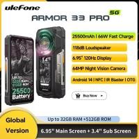 ราคา Ulefone Armor 33 Pro 5G โทรศัพท์มือถือสุดแกร่ง ระบบปฏิบัติการ Android 14 หน้าจอ 6.95 นิ้ว 120Hz หน่วยความจำสูงสุด 32GB+512GB แบตเตอรี่ 25500mAh รองรับ NFC ชาร์จเร็ว 66W ลำโพงเสียงดัง (1005009710922315