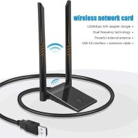 ราคา Dual Band 1200Mbps USB 3.0 WiFi Adapter AC1200ไร้สายUSB Wifi Lan Lan Dongle 2.4G/5Ghz Wi-Fiตัวรับสัญญาณเสาอากาศการ์ด (8148220784)