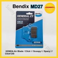 ราคา ผ้าเบรคหน้า BENDIX (MD27) แท้ สำหรับรถมอเตอร์ไซค์ HONDA Air Blade / Click I / Scoopy I / Spacy i / Click125i (6532474088)