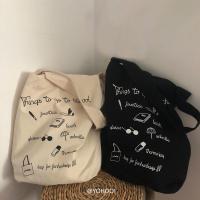 ราคา พร้อมส่ง School tote bag กระเป๋าผ้าสะพายข้าง ✨ (1551542066)