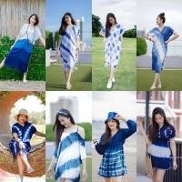 ราคา เดรสมัดย้อม มัดย้อม คอกระเหรี่ยง เสื้อมัดย้อม จัดส่งkerry (2299217118)