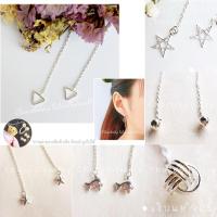 ราคา (S925) ต่างหูเงินแท้ ต่างหูโซ่ เงินแท้ (97159203)