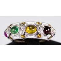 ราคา (R75 ชื่อแบบ "มณฑา") : แหวนพิรอดพลอยนพเก้าลงยาสีประดับพลอย "บุษราคัม" (Yellow Sapphire) (2215203391)