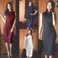 ราคา MF9852Dress เดรสแขนกุดลายริ้ว ผ้าโฟร์เวย์ มีซิปหลัง ด้านหลังกระโปรงผ่า เดินสะดวกจ้า + สายผูกเอวเก็บทรง (2825262808)