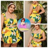 ราคา ชุดว่ายน้ำสาวอวบ ชุดว่ายน้ำสาวไซส์ใหญ่ ชุดว่ายน้ำคนอ้วน สีเหลืองสดใส 3 ชิ้น (1XL-4XL) (2946464169)