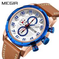 ราคา Megir นาฬิกาข้อมือควอทซ์ลําลองแฟชั่นสายหนังสําหรับผู้ชาย (3338080384)