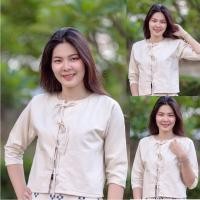 ราคา เสื้อกาสะลอง เสื้อกลิ่นกาสะลอง เสื้อผ้าชินมัย เสื้อพื้นเมืองสีดิบ แบบผูกเชือก (3934321675)