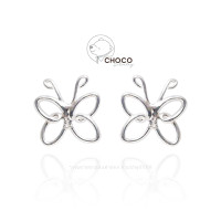 ราคา (S925) ต่างหูผีเสื้อเงินแท้ ตุ้มหูเงินแท้ ต่างหูผีเสื้อ Sterling Silver Butterfly Stud Earrings (5464700047)