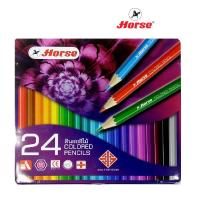 ราคา HORSE ดินสอสีไม้ ยาว 24สี ตราม้า กล่องเหล็ก สีม่วง (3845233709)