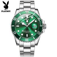 ราคา PLAYBOYนาฬิกาผู้ชายกันน้ำได้แท้จริงควอตซ์ดั้งเดิมสแตนเลสปฏิทินเรืองแสงนาฬิกาธุรกิจ (6159570805)