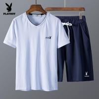 ราคา Playboy เสื้อยืดแขนสั้นลําลองทรงหลวมกางเกงขาสั้นสําหรับผู้ชาย (7519423130)