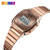 ราคา SKMEI นาฬิกาข้อมือดิจิตอล LED สายสแตนเลส แบบกันน้ำ สำหรับผู้หญิง (2090910509)