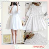 ราคา off white dress เดรสสั้นสีขาว แขนสี่ส่วน เดรสสไตล์เกาหลี FA411 (2276683553)