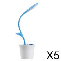 ราคา [12] โคมไฟตั้งโต๊ะ Led ชาร์จ Usb 5 ชิ้นสีฟ้าสําหรับอ่านหนังสือ (3063429026)
