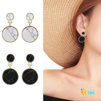 ราคา ต่างหูสตรีแบบห้อยรูปหินอ่อนสีเขียวขุ่น 1 คู่ (2887300743)
