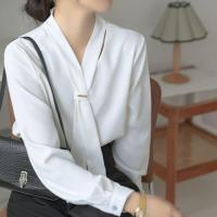 ราคา เสื้อเชิ้ตผ้าชีฟอง แขนยาว สไตล์เสื้อทำงาน ผ้าสวมใส่สบาย (3653830456)