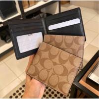 ราคา พร้อมส่ง แท้ New Coach กระเป๋าสตางค์ ผู้ชาย รุ่น ID BILLFOLD WALLET IN SIGNATURE CANVAS F66551 TAN (2491730690)