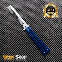 ราคา Balisong มีดบาลิซอง ปลายหวี มีดควง มีดซ้อม มีดผีเสื้อ ปลายหวี สีน้ำเงิน (10931428231)