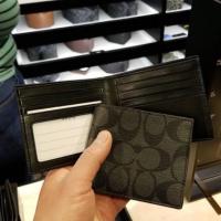 ราคา พร้อมส่ง แท้ New Coach กระเป๋าสตางค์ ผู้ชาย รุ่น ID BILLFOLD WALLET IN SIGNATURE CANVAS F66551 CHARCOAL (1657118592)