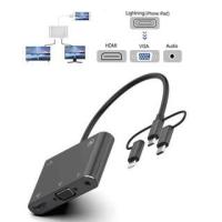 ราคา 3 in 1 Mobile HD screen player Type C Lightning Micro USB to HDMI VGA AV Adapter (3929134448)