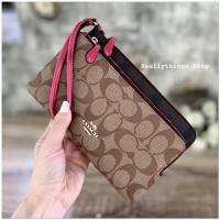 ราคา รุ่นใหม่ กระเป๋าคล้องมือ 2 ซิปไซส์ L Coach Large Double Zip Wallet (13102786988)