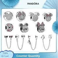 ราคา 925 Sterling Silver Disney Mickey Minnie Beaded Clip Safety Chain Charm (7184305284)