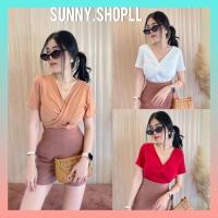 ราคา Sunny เสื้อยืดไขว้หน้า ผ้าแมงโก้เนื้อนุ่ม ราคาถูกที่สุด เสื้อยืดไขว้อก (11767510525)