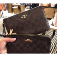 ราคา ของแท้ 100 Coach คล้องมือ 2 ซิป กระเป๋าสตางค์ L สองซิป COACH F87591 (6690292987)