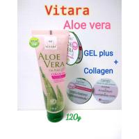 ราคา สูตรใหม่ Vitara Aloe Vera Gel Plus ผสม collagen 120 กรัม ช่วยให้ผิวนุ่ม ชุ่มชื้น l อโลเวร่า เจล พลัส ว่านหางจระเข้ (4455317067)