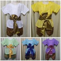 ราคา ชุดไทยเด็กผู้ชาย ชุดไทยเด็กแถม ผ้าผูกเอว เสื้อผ้าปักลูกไม้ โจงกระเบนพิมพ์ทอง (3437898026)