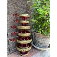 ราคา ขันโตกไม้ ลายหนอน แดงทองสด รุ่นทองเยอะ พานไม้ เดินเส้นติดกระจก ขันโตกสีแดง พาน พานโตก ลายไทย ทำแบบทองเก่าโบราณ (3490432109)