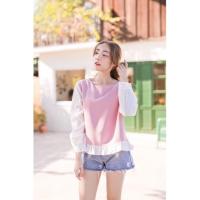 ราคา Numsha Brand เสื้อคอกลมแขนยาวทูโทนชายระบาย NB21029 (11470861030)