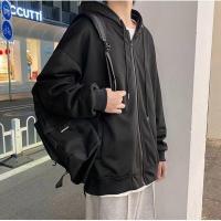 ราคา NEW เสื้อคลุมมีฮู้ดผู้ชาย เสื้อคลุมแขนยาว กันร้อน กันหนาวมีซิปรูด มีหมวก สี ดำ เทา (8083736323)