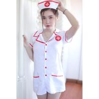 ราคา ชุดพยาบาลสาว ชุดคอสเพลย์พยาบาลสีขาว ชุดนอนพยาบาล ชุดนอนไม่ได้นอน สีขาว พยาบาลแบบเรียบร้อยน่ารัก 10717 (9200227073)