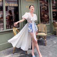 ราคา 08S เสื้อครอปหางปลา เสื้อครอปแขนตุ๊กตาผูกโบว์ (12644794337)