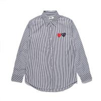 ราคา Comme Des Garcons Cdg Play เสื้อเชิ้ตผ้าฝ้ายแขนยาวลายทางแฟชั่นคู่รักเสื้อเชิ้ตลาย (1316823793)